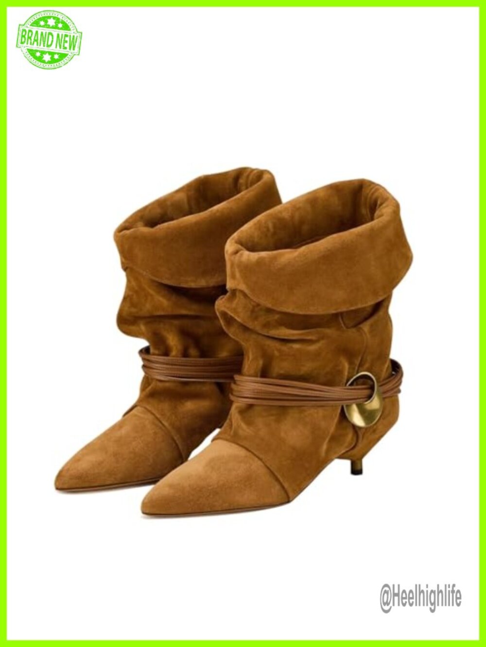 Slouchy Ankle Boots Pointed Toe Kitten Heels Suede Wide Calf Comfortable Pull-On